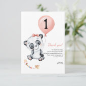 Panda baby Girl 1st Birthday Party Bedankt (Staand voorkant)