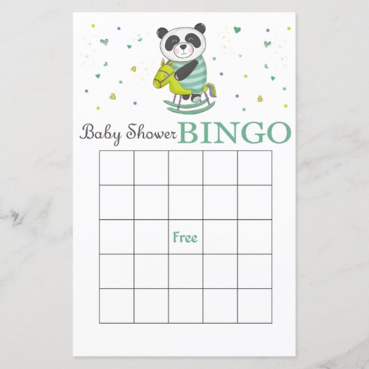 Panda baby shower bingo (Voorkant)