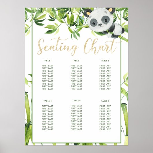 Panda Baby shower Birthday Party Seating Chart Poster (Voorkant)