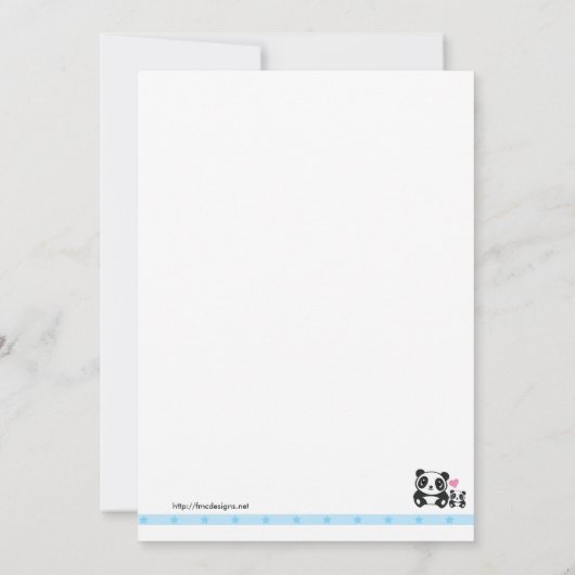 Panda-Baby shower - Blauw Kaart (Achterkant)