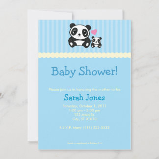 Panda-Baby shower - Blauw Kaart