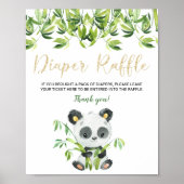 Panda Baby shower Diaper Raffle Sign for Tickets Poster (Voorkant)