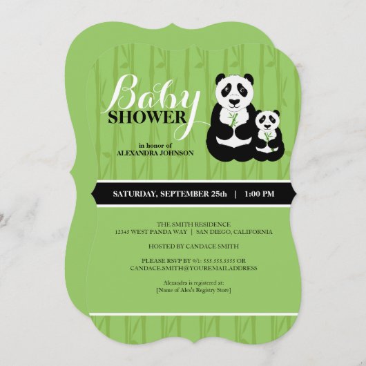 Panda Baby shower Green Kaart (Voorkant / Achterkant)