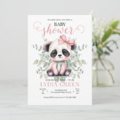 Panda Baby shower groen Meisje baby shower Kaart (Staand voorkant)
