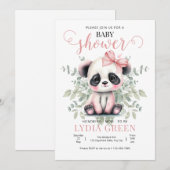 Panda Baby shower groen Meisje baby shower Kaart (Voorkant / Achterkant)
