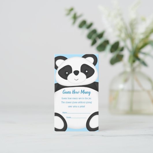 Panda Baby shower Guessing spel Informatiekaartje (Staand voorkant)