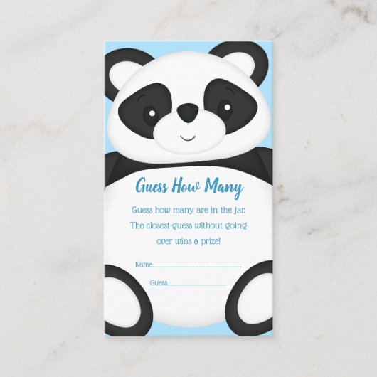 Panda Baby shower Guessing spel Informatiekaartje (Voorkant)