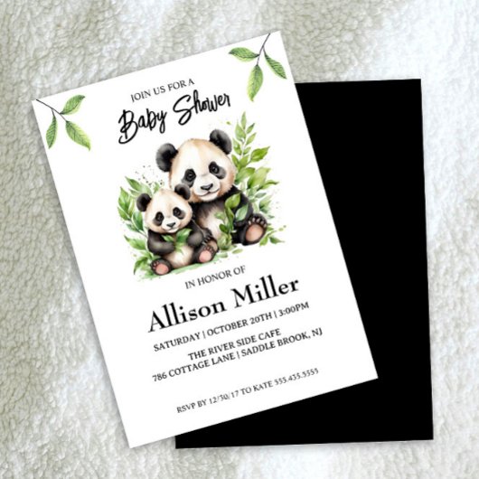 Panda Baby shower Invitation Kaart