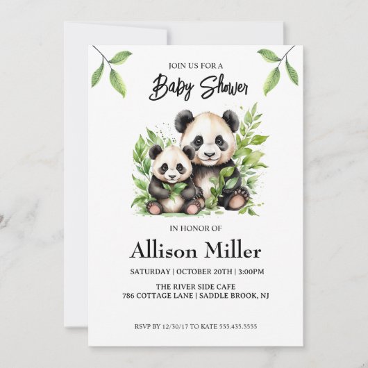 Panda Baby shower Invitation Kaart (Voorkant)