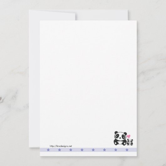 Panda-Baby shower - Paars & Cream Kaart (Achterkant)
