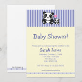 Panda-Baby shower - Paars & Cream Kaart (Voorkant / Achterkant)