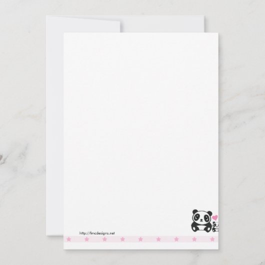 Panda-Baby shower - Roze en crème Kaart (Achterkant)