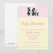 Panda-Baby shower - Roze en crème Kaart (Voorkant / Achterkant)