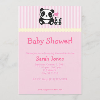 Panda-Baby shower - Roze Kaart