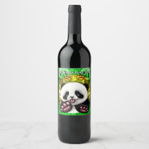 Panda Babybeer Schattig en Gelukkig Wijn Etiket