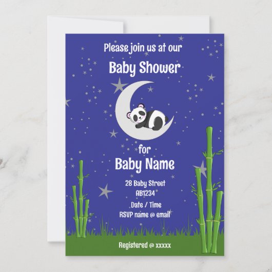 Panda babyshower uitnodiging (Voorkant)