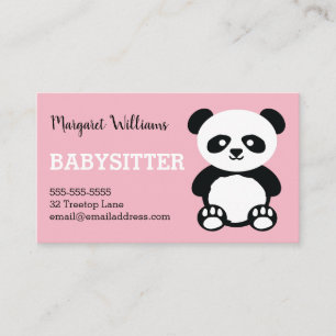 Panda Babysitter Childcare Pink Babysitter Animal Visitekaartje
