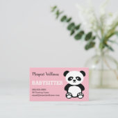 Panda Babysitter Childcare Pink Babysitter Animal Visitekaartje (Staand voorkant)