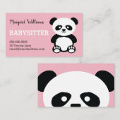 Panda Babysitter Childcare Pink Babysitter Animal Visitekaartje (Voorkant / Achterkant)