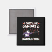 Panda Badminton Ik hou van panda's Magneet (Voorkant / Achterkant)