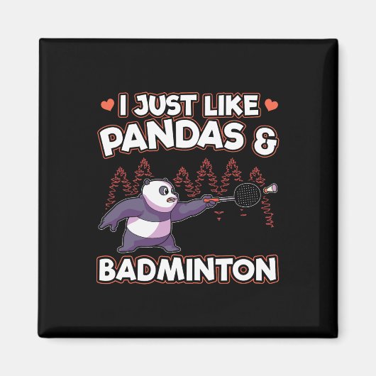 Panda Badminton Ik hou van panda's Magneet (Voorkant)