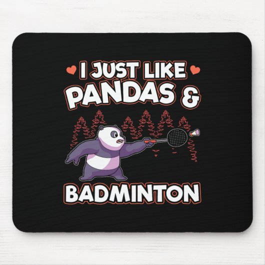 Panda Badminton Ik hou van panda's Muismat (Voorkant)