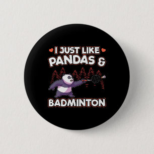 Panda Badminton Ik hou van panda's Ronde Button 5,7 Cm