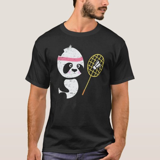 Panda Badminton Shuttlecock Smash Athlete Player C T-shirt (Voorkant)