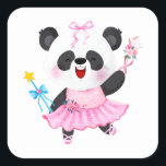 Panda Ballerina Dierenvrienden Square Sticker<br><div class="desc">Panda Ballerina Dierenvrienden Gift Classic Square Sticker Classic Collectie.</div>