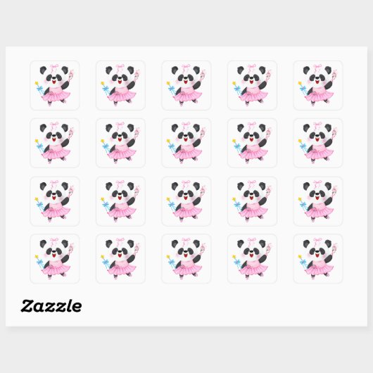 Panda Ballerina Dierenvrienden Square Sticker (Vel)
