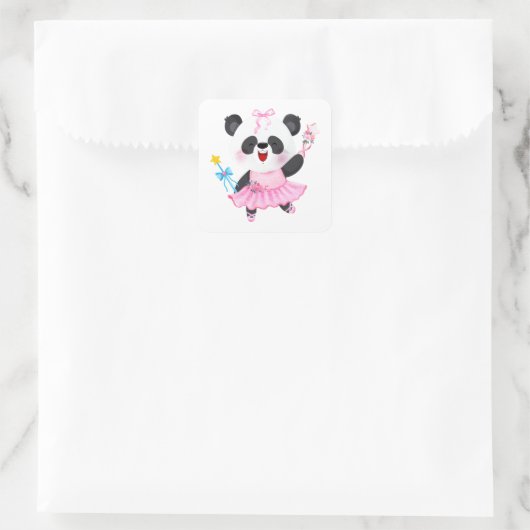 Panda Ballerina Dierenvrienden Square Sticker (Tas)
