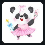 Panda Ballerina Dierenvrienden Square Sticker<br><div class="desc">Panda Ballerina Dierenvrienden Gift Classic Square Sticker Classic Collectie.</div>