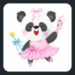 Panda Ballerina Dierenvrienden Square Sticker<br><div class="desc">Panda Ballerina Dierenvrienden Gift Classic Square Sticker Classic Collectie.</div>