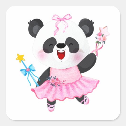 Panda Ballerina Dierenvrienden Square Sticker (Voorkant)