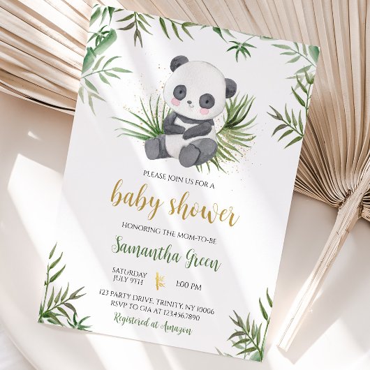 Panda Bamboe Baby Shower Kaart