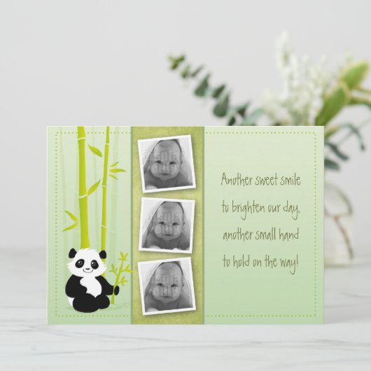 Panda bamboe - Bamboe - Birth-mededelingskaart Aankondiging (Staand voorkant)