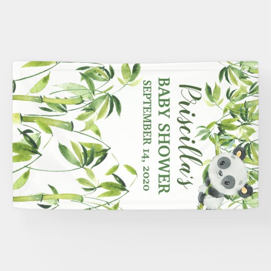 Panda Bamboe Groen Baby shower Banner (Horizontaal)