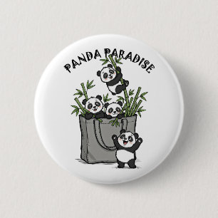 Panda Bamboe Paradijs Kauwt Langzaam aan het Leven Ronde Button 5,7 Cm