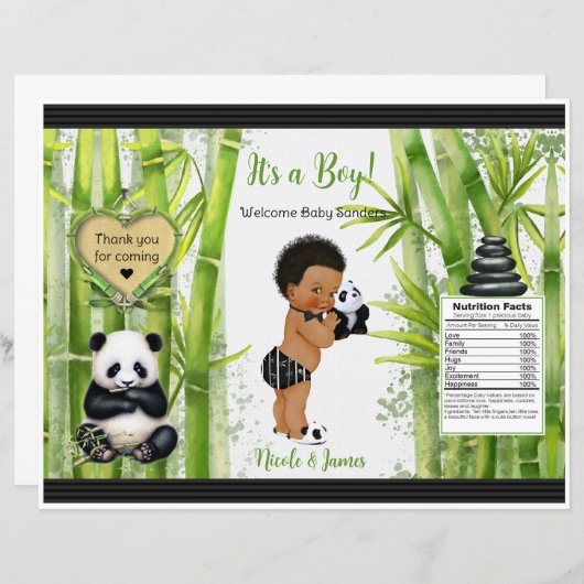 Panda Bamboe Thema Baby Boy Chip Bag (Voorkant / Achterkant)