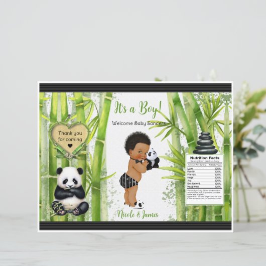 Panda Bamboe Thema Baby Boy Chip Bag (Staand voorkant)