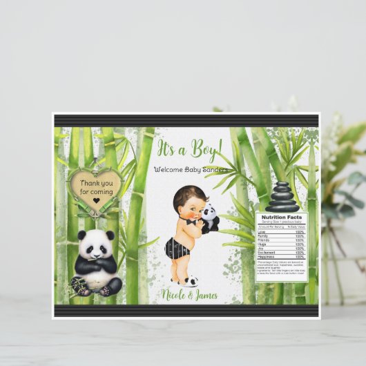Panda Bamboe Thema Baby Boy Chip Bag (Staand voorkant)