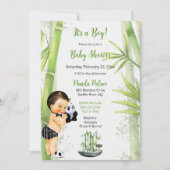 Panda Bamboe Thema Baby Boy Zwart Wit Groen Kaart (Voorkant)