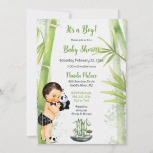 Panda Bamboe Thema Baby Boy Zwart Wit Groen Kaart