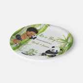 Panda Bamboe Thema Baby Boy Zwart Wit Groen Papieren Bordje (Gekanteld)