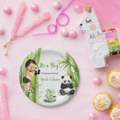 Panda Bamboe Thema Baby Boy Zwart Wit Groen Papieren Bordje (Feest)