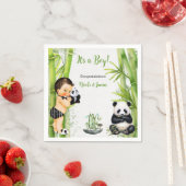 Panda Bamboe Thema Baby Boy Zwart Wit Groen Servet (Insitu)