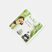 Panda Bamboe Thema Baby Boy Zwart Wit Groen Servet (Hoek)