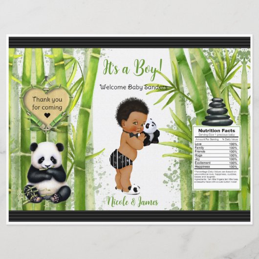 Panda Bamboe Thema Baby Jongen Chip Zak (Voorkant)