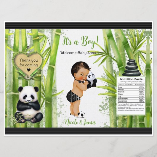 Panda Bamboe Thema Baby Jongen Chip Zak (Voorkant)
