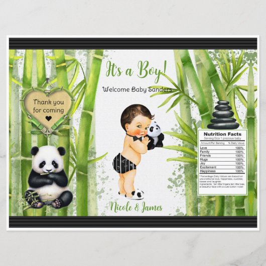 Panda Bamboe Thema Baby Jongen Chip Zak (Voorkant)